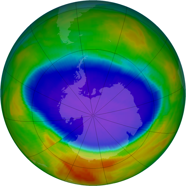 Antarctic ozone map for 25 September 1996